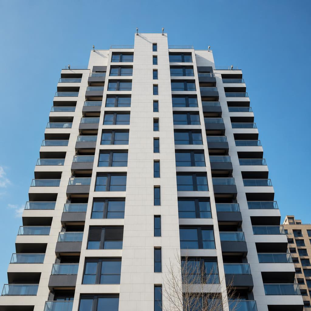 Fachada de una torre residencial contemporánea